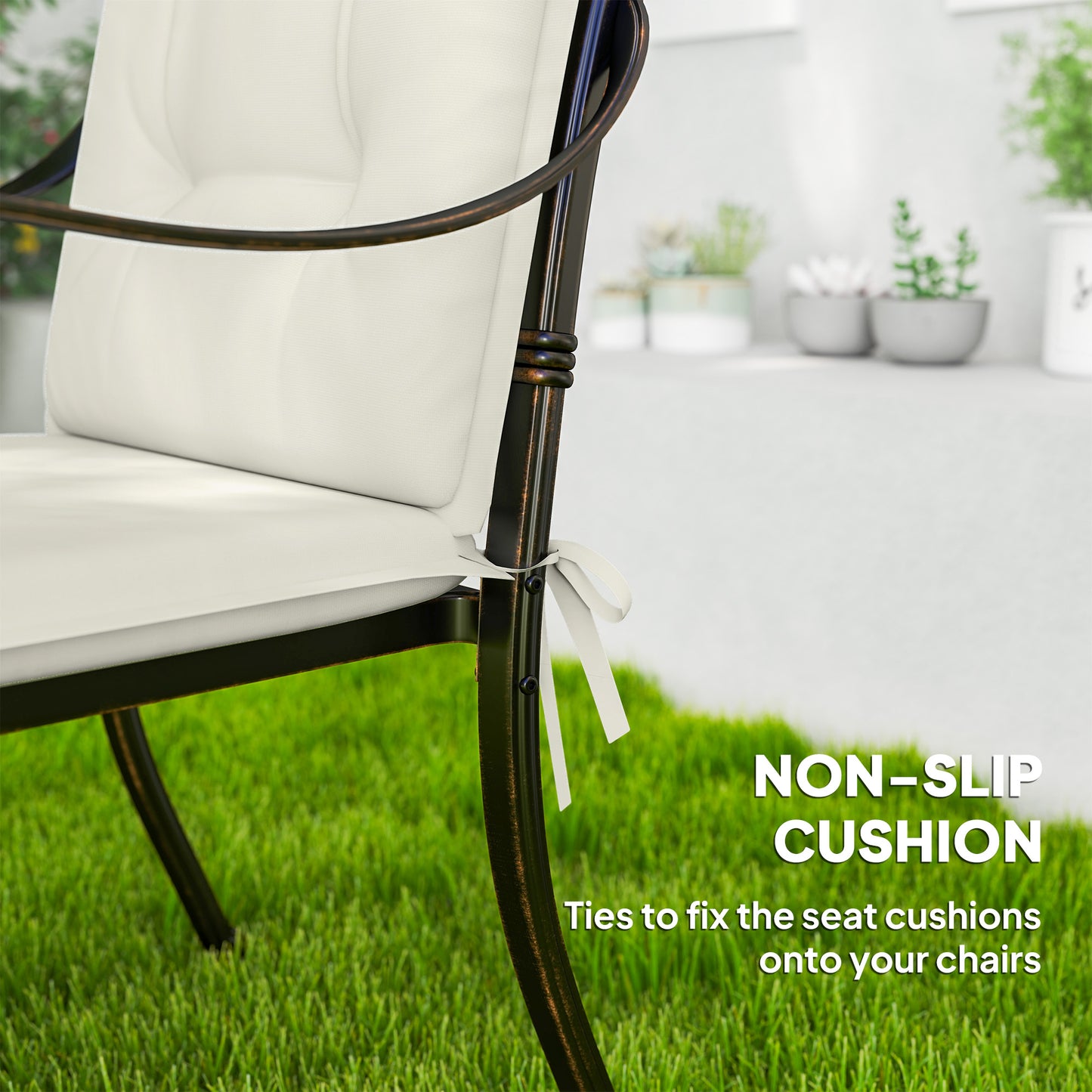 Outsunny Set of Four Padded Garden Seat Cushions - White