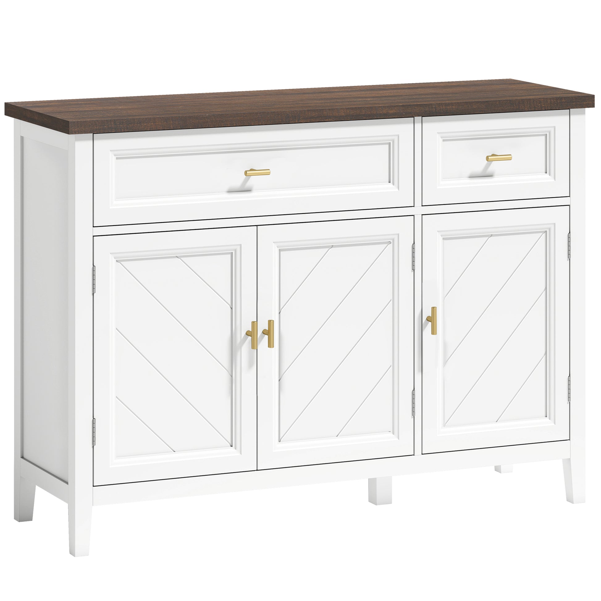 Photo of HOMCOM Modern Sideboard with 3 Doors, 2 Drawers and Adjustable Shelves, White in White colour on a white background