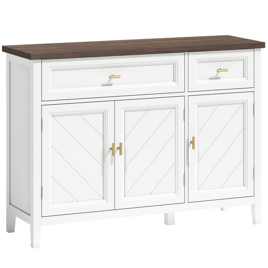 Photo of HOMCOM Modern Sideboard with 3 Doors, 2 Drawers and Adjustable Shelves, White in White colour on a white background