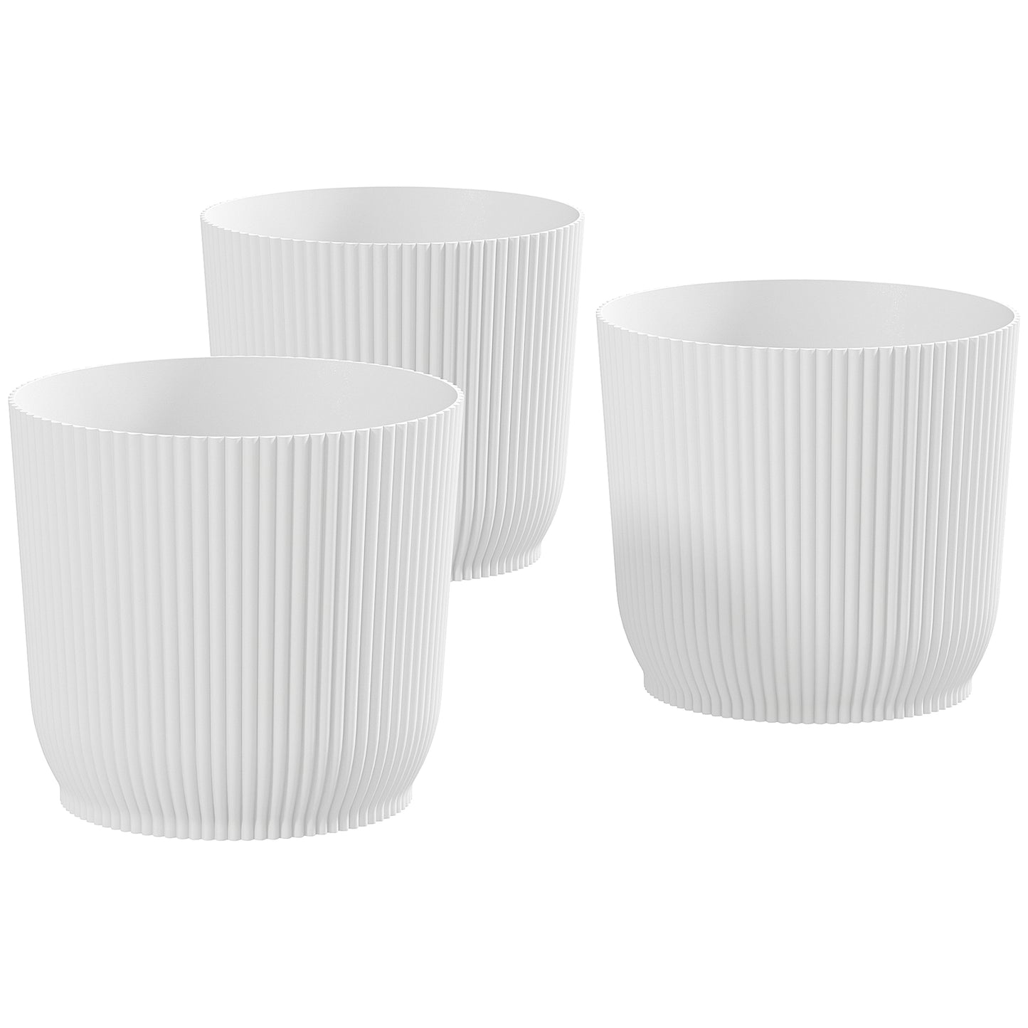 Photo of Outsunny Set of Three Ф22cm Planters - White in White colour on a white background