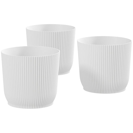 Photo of Outsunny Set of Three Ф22cm Planters - White in White colour on a white background