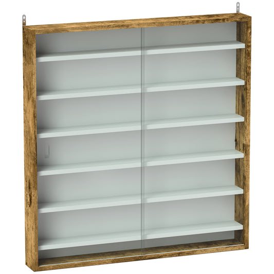Photo of HOMCOM Six Shelf Display Cabinet, with Glass Doors - Brown in Brown colour on a white background