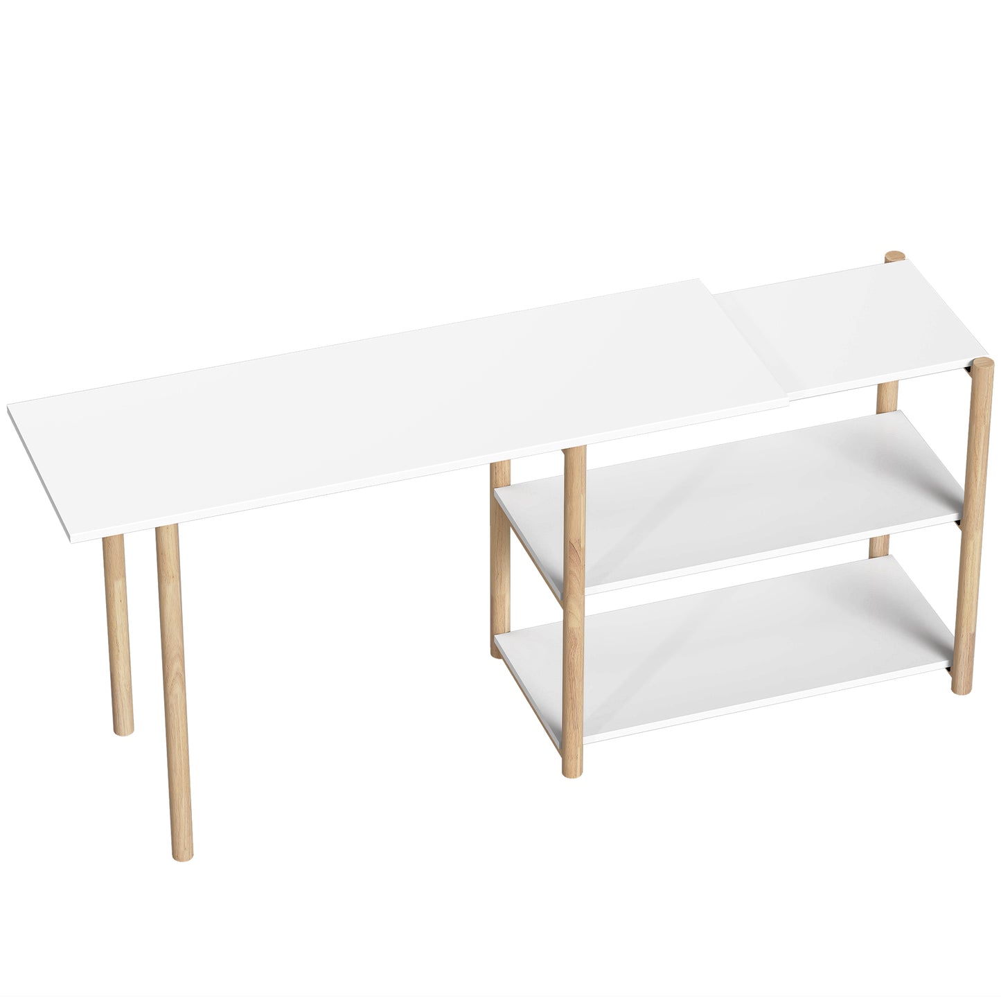 Photo of HOMCOM Computer Desk with Storage Shelves Modern Writing Desk Bamboo Frame for Home Office 150 cm White and Oak in Oak colour on a white background