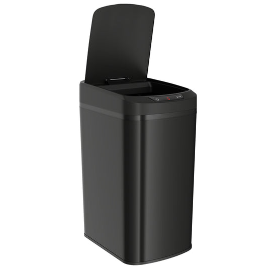 Photo of HOMCOM 12L Sensor Bin, Automatic Touchless Motion Sensor Kitchen Bin with Fingerprint Resistant Stainless Steel, Black in Black colour on a white background