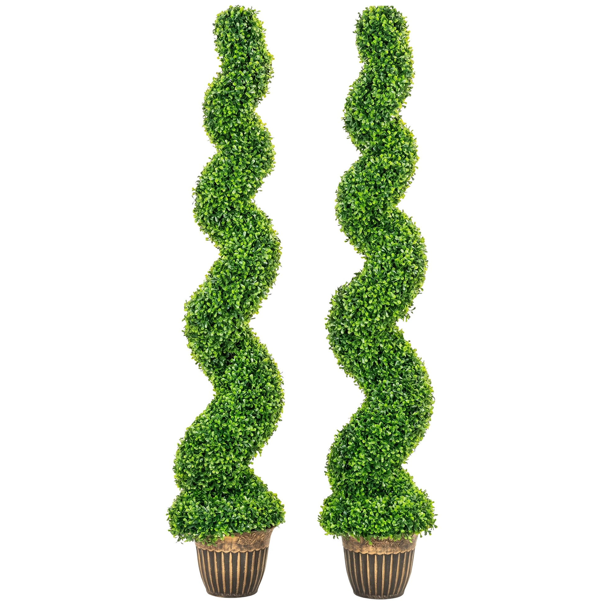 Photo of HOMCOM Set of 2 Artificial Plants, Topiary Spiral Boxwood Trees with Pot, for Home Indoor Outdoor Decor, 150cm in 150cm colour on a white background
