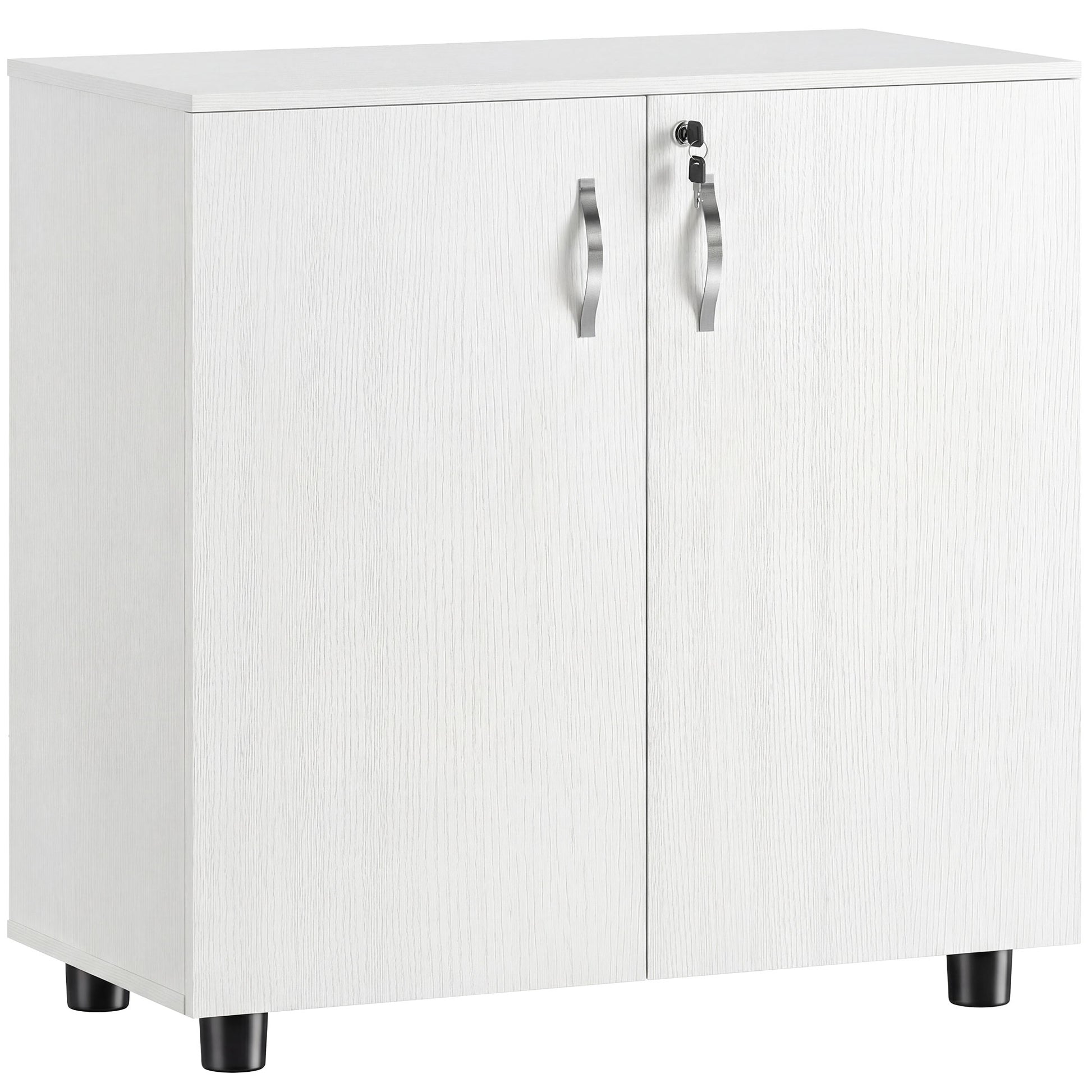 Photo of Vinsetto Two-Tier Locking Office Storage Cabinet - White in White colour on a white background