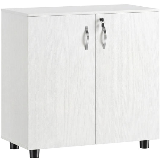 Photo of Vinsetto Two-Tier Locking Office Storage Cabinet - White in White colour on a white background