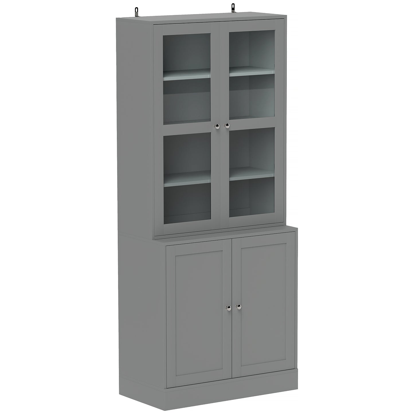 Photo of HOMCOM Double Storage Display Cabinet - Grey in Grey colour on a white background
