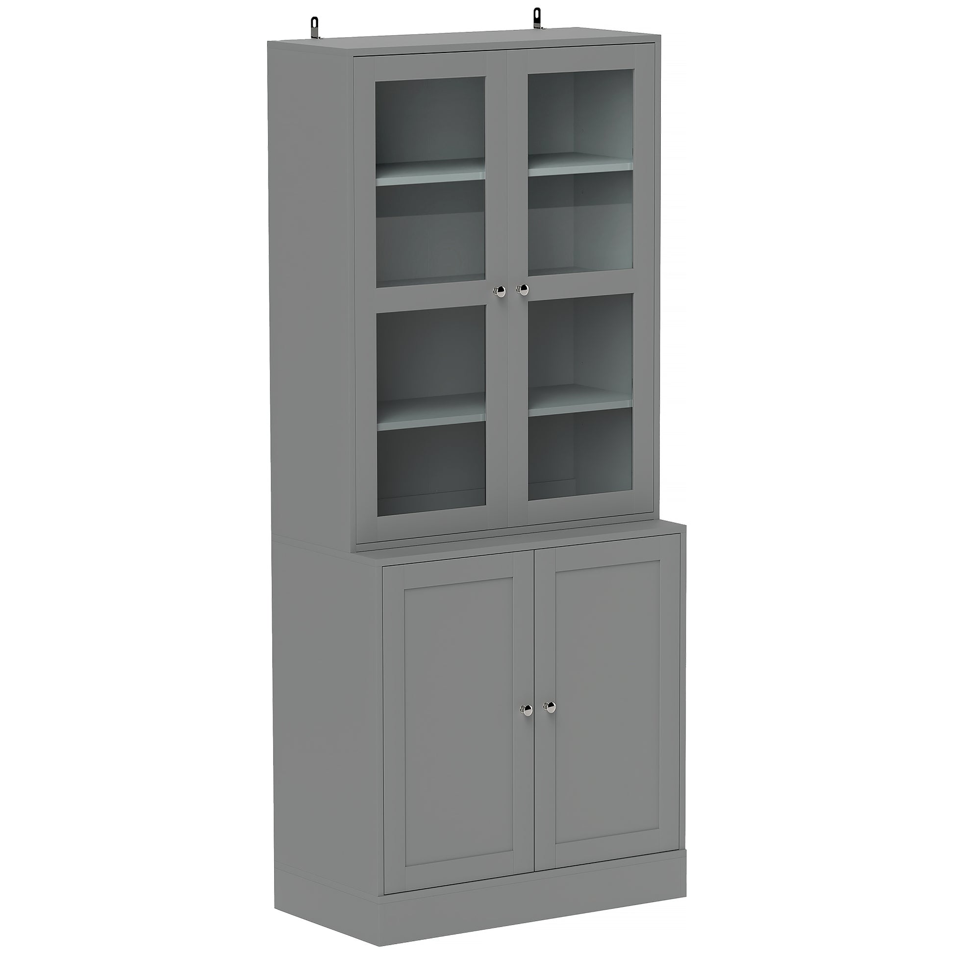 Photo of HOMCOM Double Storage Display Cabinet - Grey in Grey colour on a white background