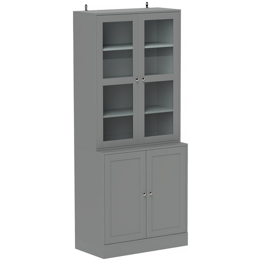 Photo of HOMCOM Double Storage Display Cabinet - Grey in Grey colour on a white background
