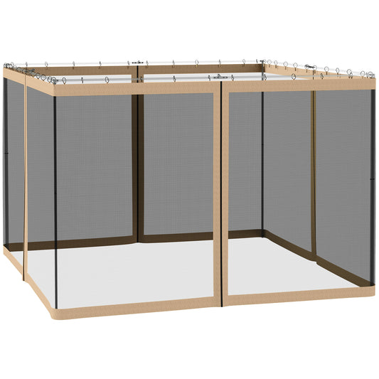 Photo of Outsunny 302 x 207cm Universal Replacement Mesh Sidewall Netting for Gazebos and Canopy Tents, (Sidewall Only) Beige in Beige colour on a white background