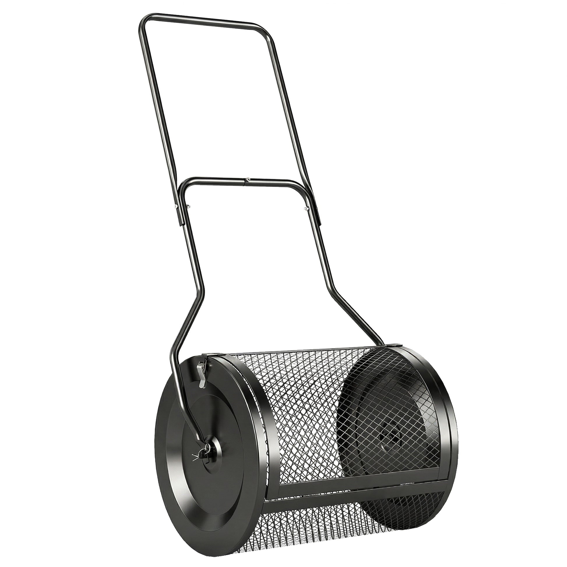 Photo of Outsunny Compost Spreader, 20" Peat Moss Spreader with Detachable U-Shaped Handle and Metal Mesh Basket in Basket colour on a white background
