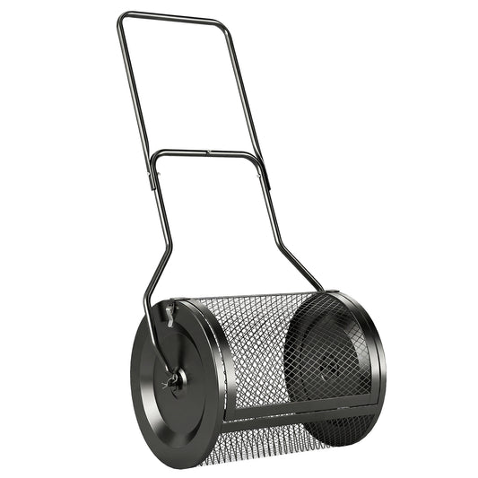 Photo of Outsunny Compost Spreader, 20" Peat Moss Spreader with Detachable U-Shaped Handle and Metal Mesh Basket in Basket colour on a white background