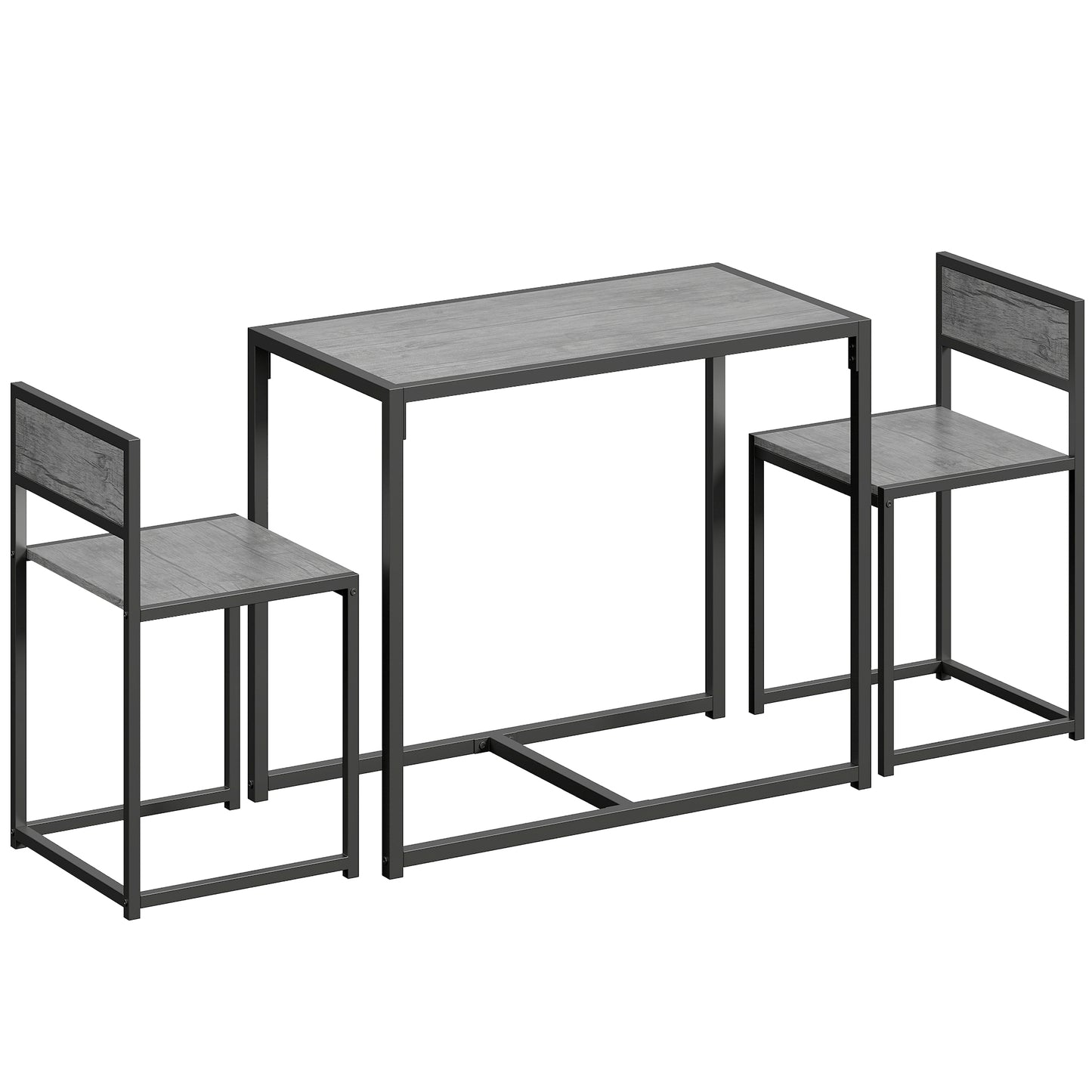 Photo of HOMCOM 3 Piece Table Stool Set - Charcoal Grey Wood-Effect in Wood-Effect colour on a white background