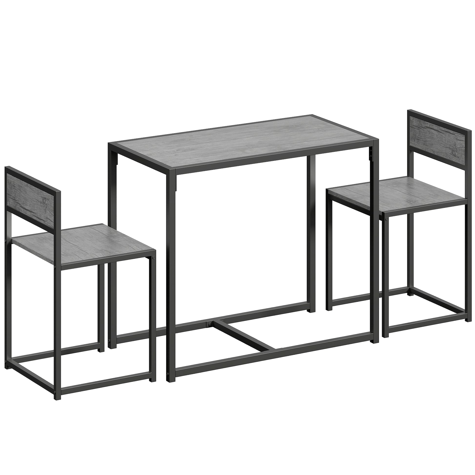 Photo of HOMCOM 3 Piece Table Stool Set - Charcoal Grey Wood-Effect in Wood-Effect colour on a white background