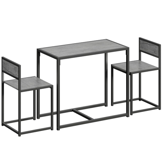 Photo of HOMCOM 3 Piece Table Stool Set - Charcoal Grey Wood-Effect in Wood-Effect colour on a white background