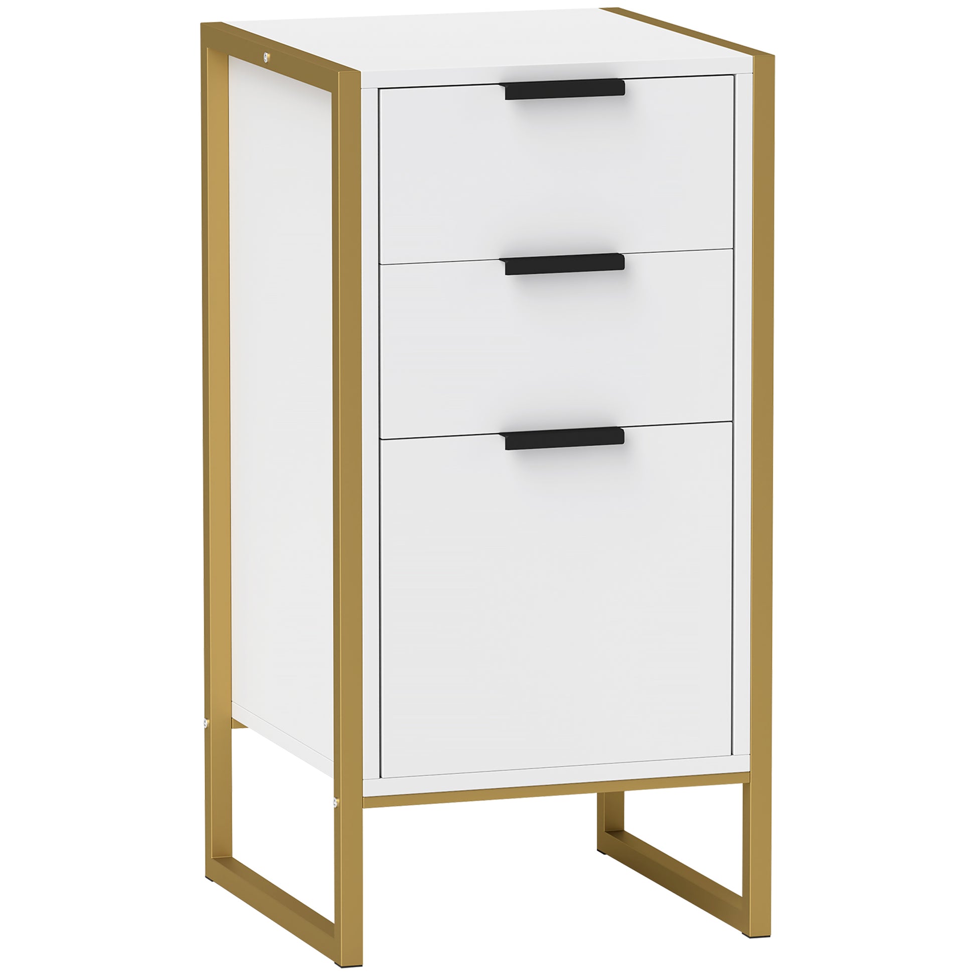 Photo of HOMCOM Bedroom Chest of Drawers, Industrial 3-Drawer Dresser, Storage Drawers Unit with Metal Frame for Living Room, White in White colour on a white background