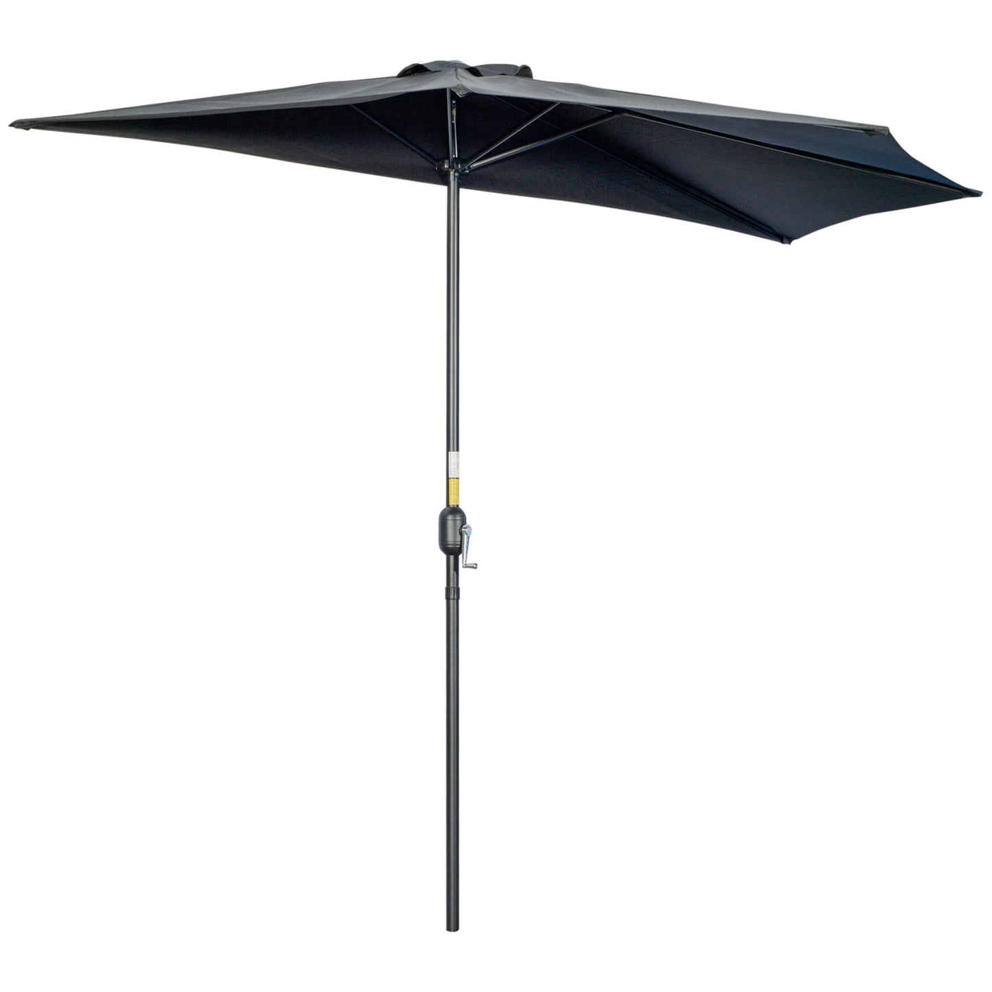 Photo of Outsunny 3(m) Half Parasol, Semi Round Umbrella with Metal Frame, Crank Handle for Balcony, Garden, Black in Black colour on a white background