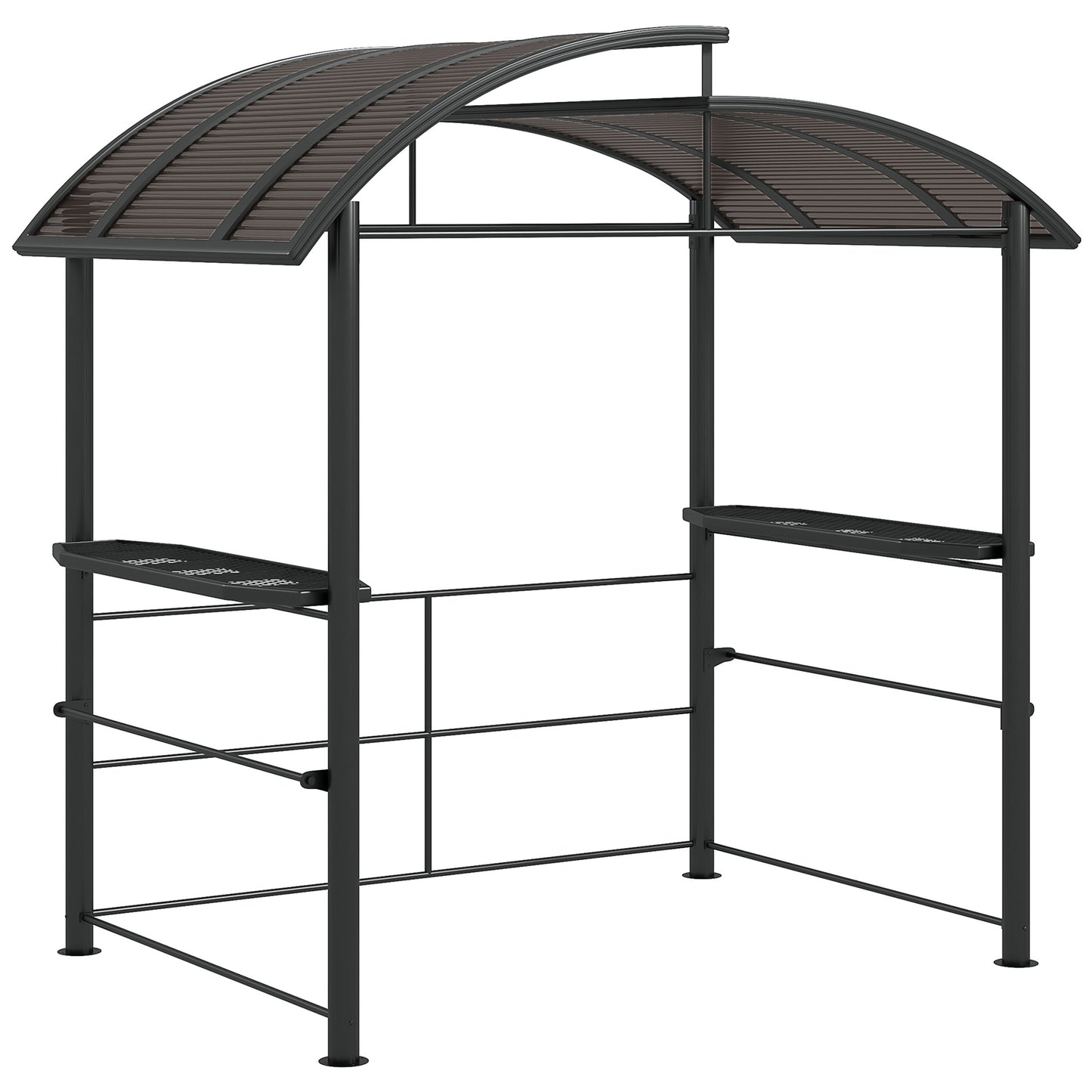 Photo of Outsunny 2.4 x 1.5m Outdoor Grill Gazebo with Side Shelves, PC Board Roof, Dark Grey in Grey colour on a white background