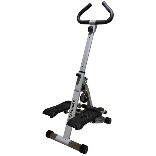 Photo of HOMCOM Stepper w/ Handle Hand Grip Workout Fitness Machine For Fitness Aerobic Exercise Home Gym Grey in Grey colour on a white background
