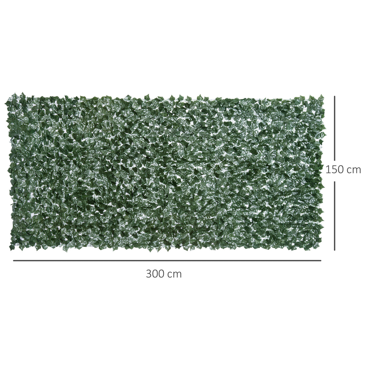 Outsunny artificial leaf hedge screen panel, 300 by 150 cm, shown flat