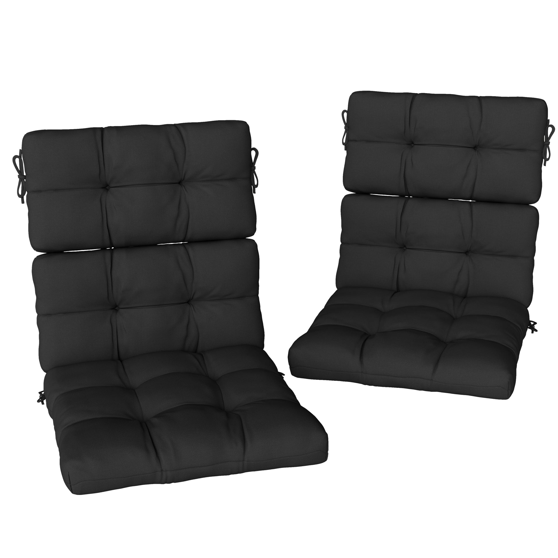 Photo of Outsunny 2-Piece Seat Cushion Replacement with Backrest, Garden Patio Chair Cushions Set with Ties, Black in Black colour on a white background