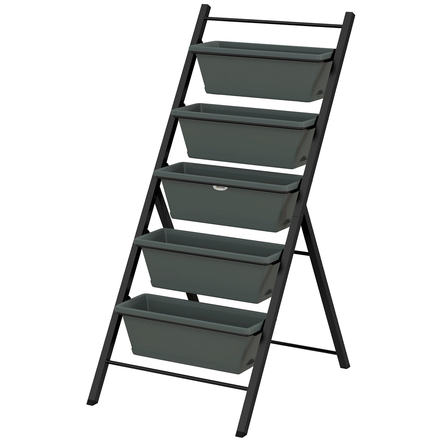 Photo of Outsunny 5-Tier Vertical Raised Garden Planter with 5 Container Boxes, Outdoor Plant Stand for Vegetable Flowers, Grey in Grey colour on a white background