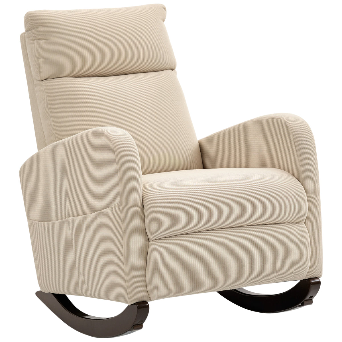 Photo of HOMCOM Corduroy Rocking Armchair - Beige in Beige colour on a white background