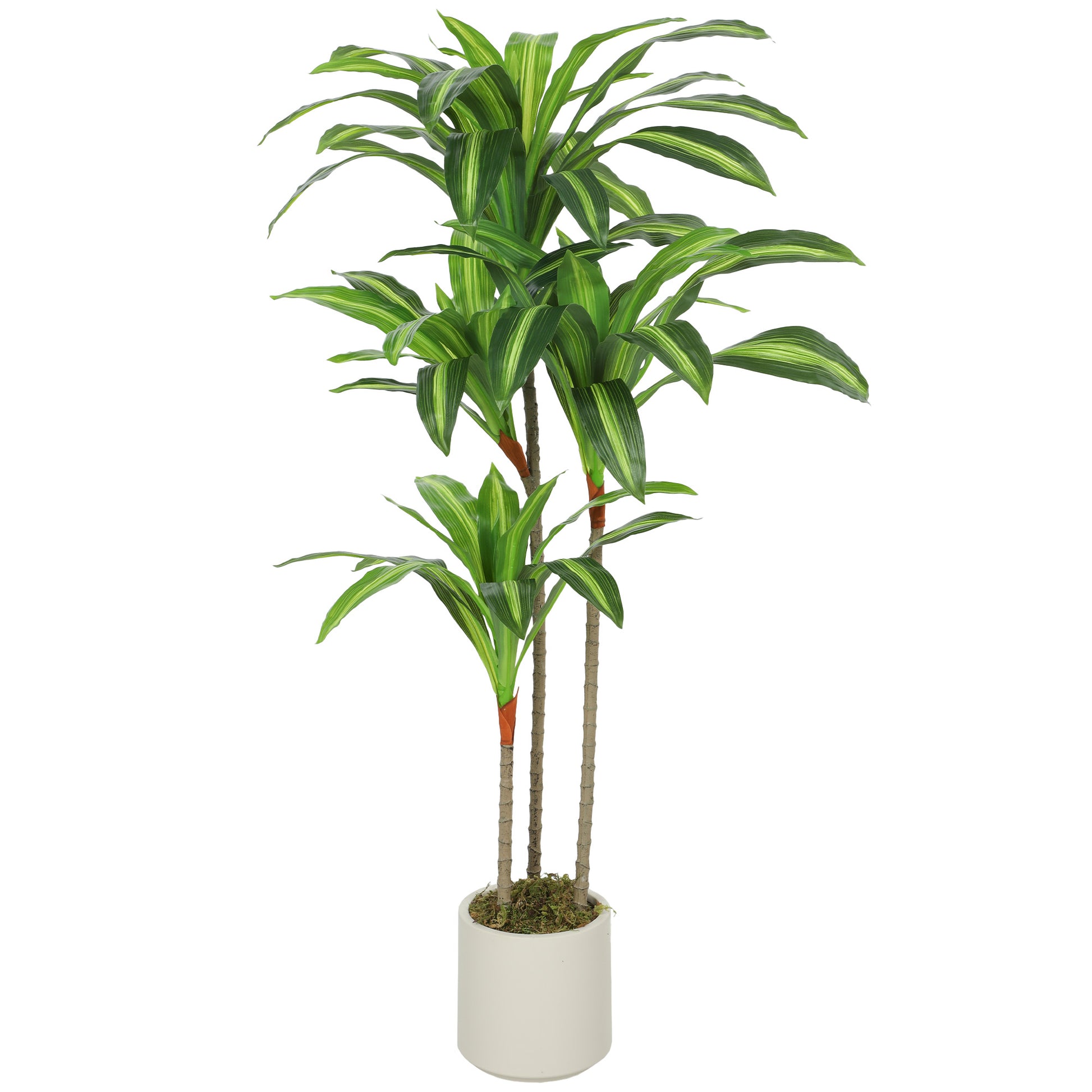 Photo of HOMCOM 120cm Artificial Dracaena Tree with Bendable Trunks - Green in Green colour on a white background