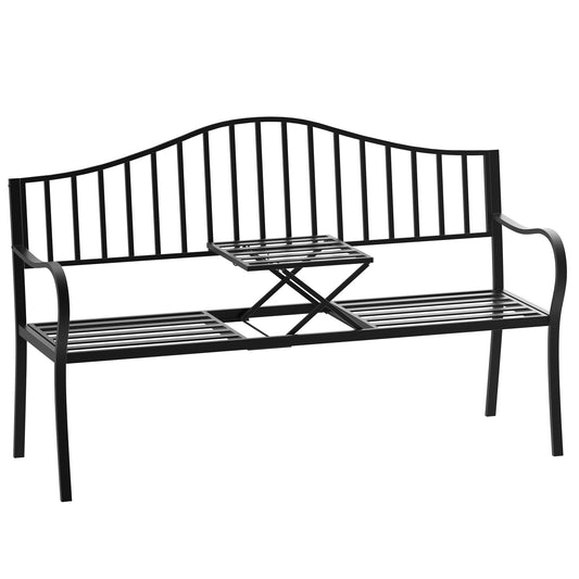 Photo of Outsunny Metal Bench W/Table,  150Lx53Wx95H cm in cm colour on a white background