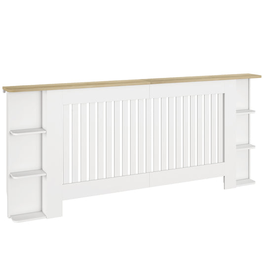 Photo of HOMCOM Radiator Cover with Open Storage Shelves, Vertical Slatted Cabinet Shelf Heater Cover for Living Room, Hallway, Extra Large, White in White colour on a white background