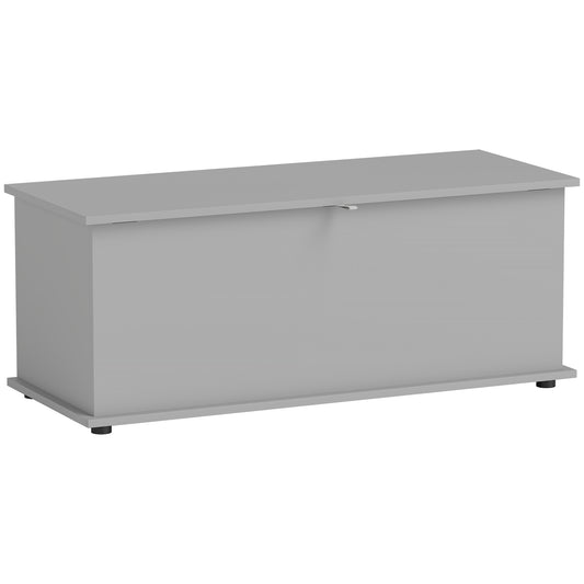 Photo of HOMCOM Storage Chest, Large 114L Blanket Box, Shoe Bench with Safety Hinged Lid, Storage Trunk, Bed End Bench for Bedroom, Hallway, Living room, Playroom, 100 x 40 x 40cm, Grey in Grey colour on a white background
