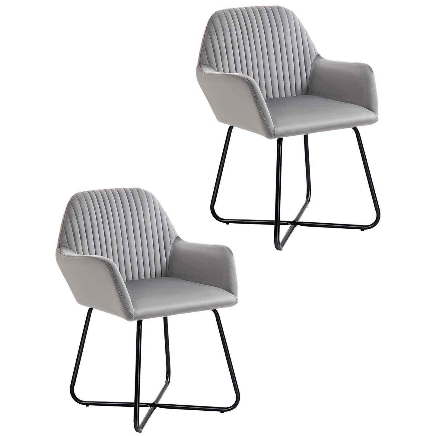 Photo of HOMCOM Velvet-Feel Plisse Back Accent Chair - Grey in Grey colour on a white background