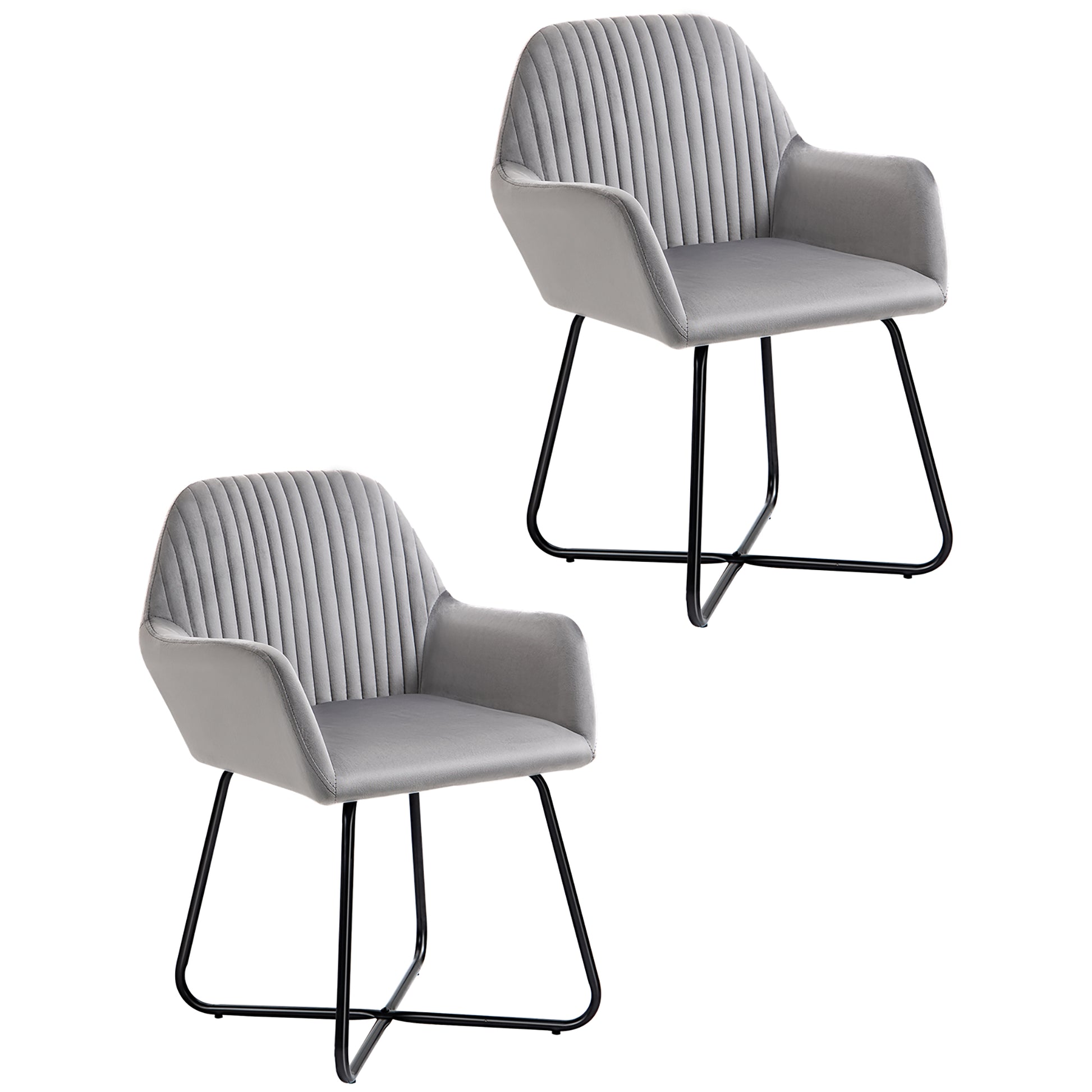 Photo of HOMCOM Velvet-Feel Plisse Back Accent Chair - Grey in Grey colour on a white background