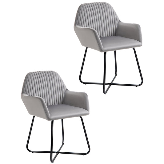 Photo of HOMCOM Velvet-Feel Plisse Back Accent Chair - Grey in Grey colour on a white background