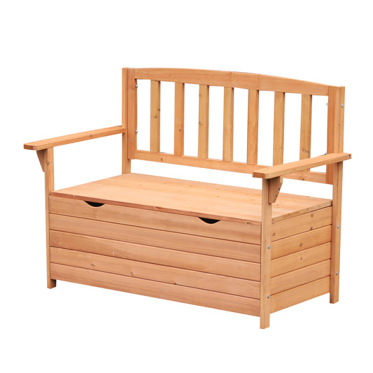 Photo of Outsunny Two-Seater Garden Storage Bench - Natural in Natural colour on a white background