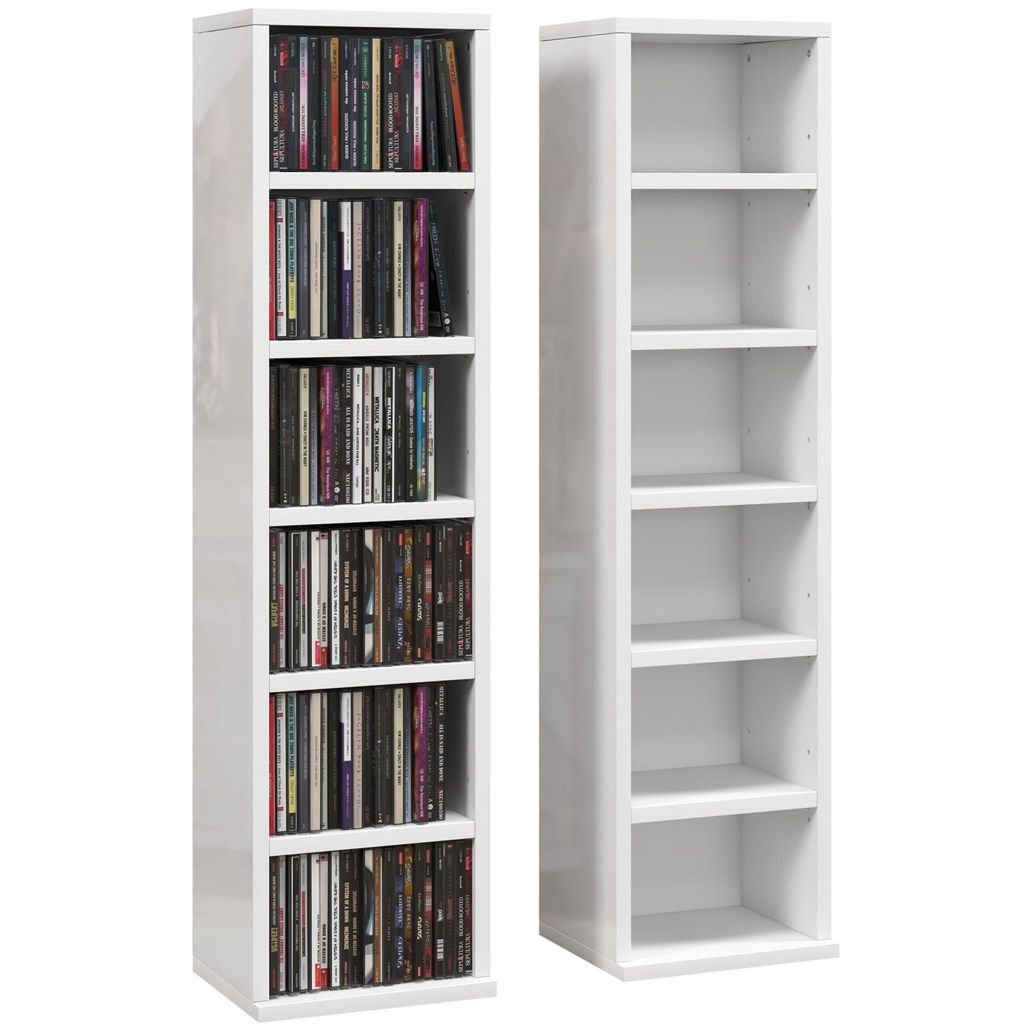 Photo of HOMCOM Set of Two 102 CD Storage Units - High Gloss White in White colour on a white background