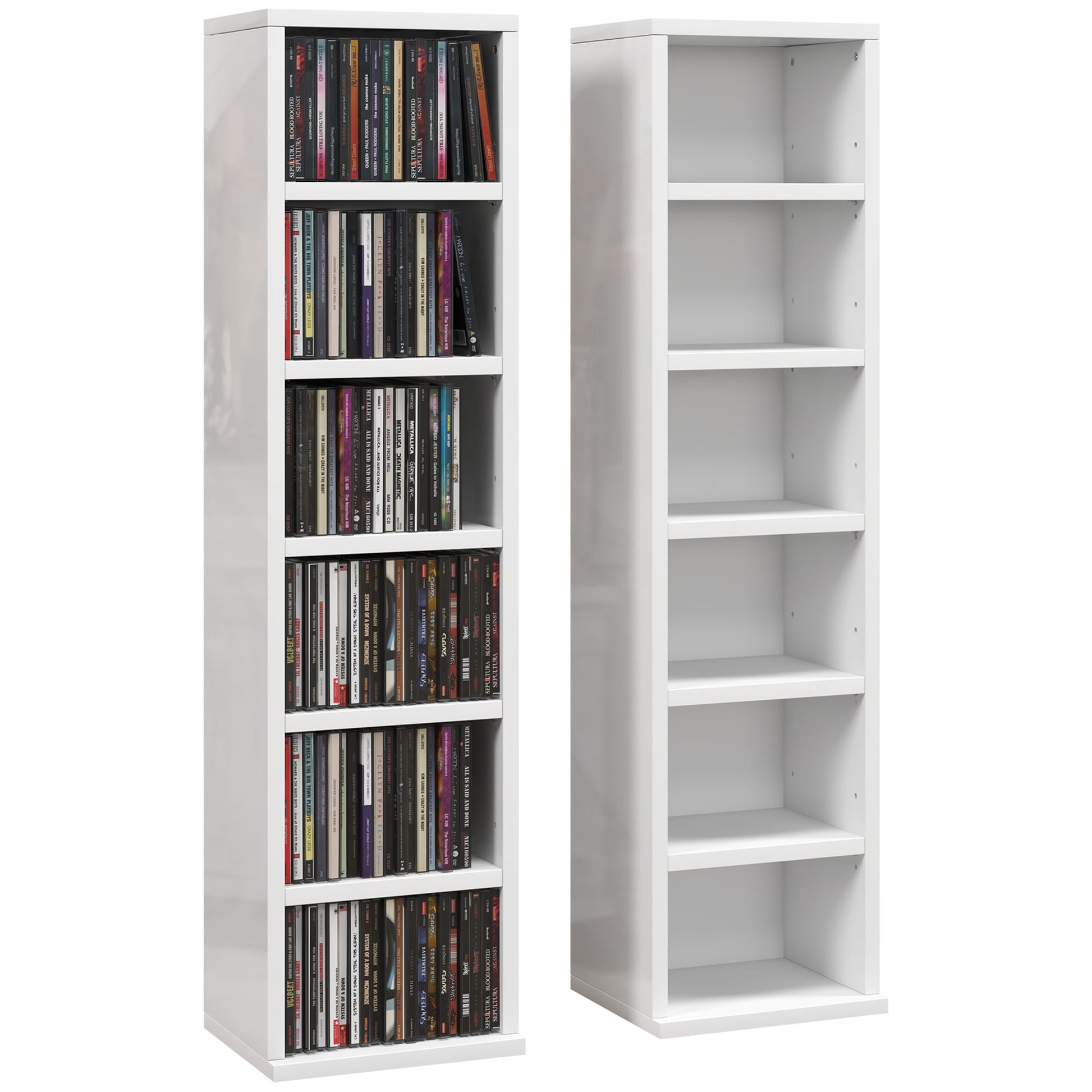 Photo of HOMCOM Set of Two 102 CD Storage Units - High Gloss White in White colour on a white background