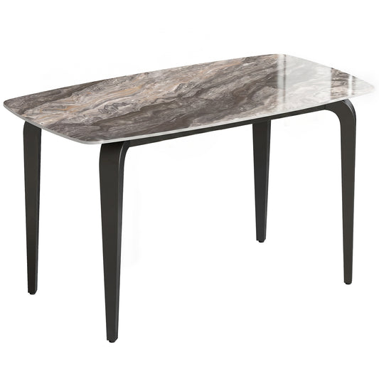 Photo of HOMCOM Dining Table for 4, Modern Kitchen Table with Sintered Stone Tabletop, Metal Legs, Brown in Brown colour on a white background