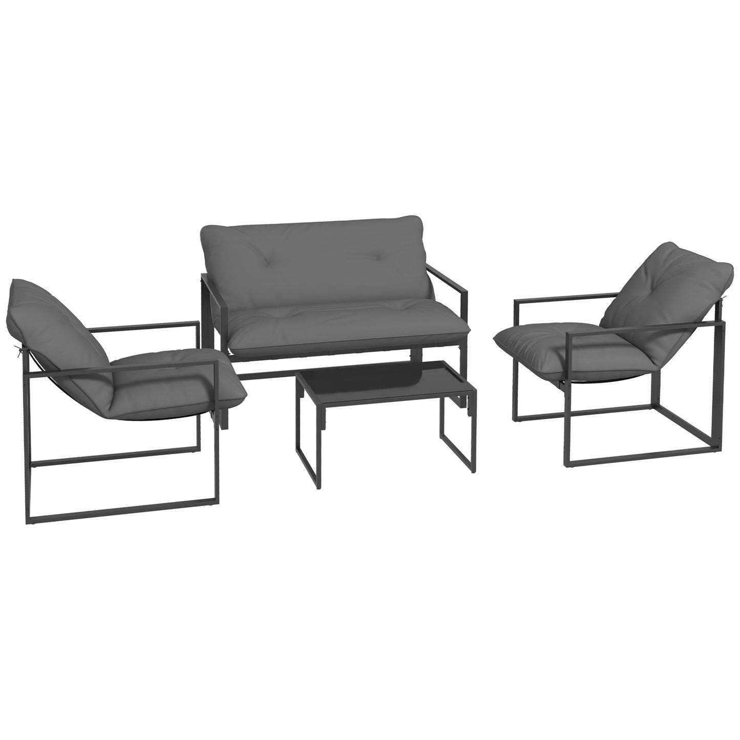 Photo of Outsunny Four-Piece Relaxed Back Garden Dining Set - Black/Grey in Black/Grey colour on a white background