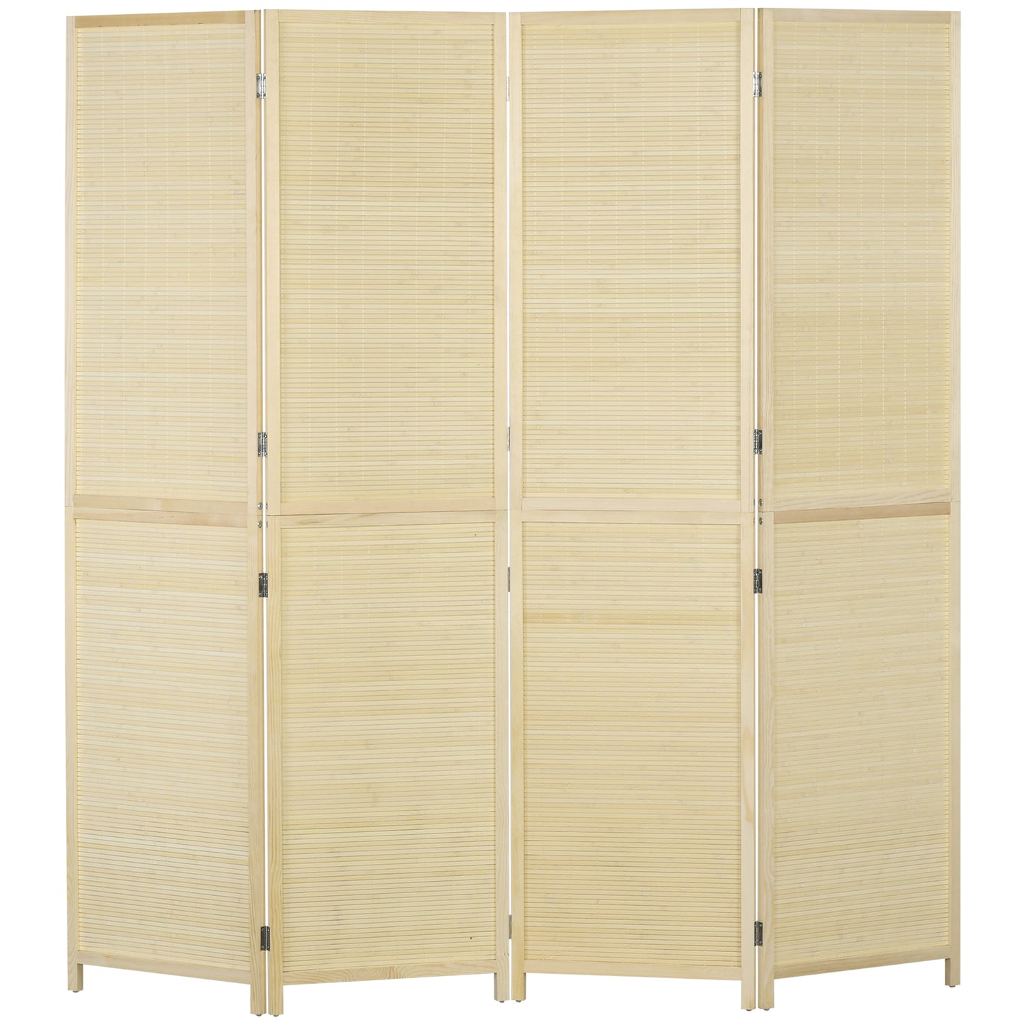 Photo of HOMCOM Room Divider, Freestanding Privacy Screen, 4 Panel Folding, 180 x 180cm, Natural in Natural colour on a white background