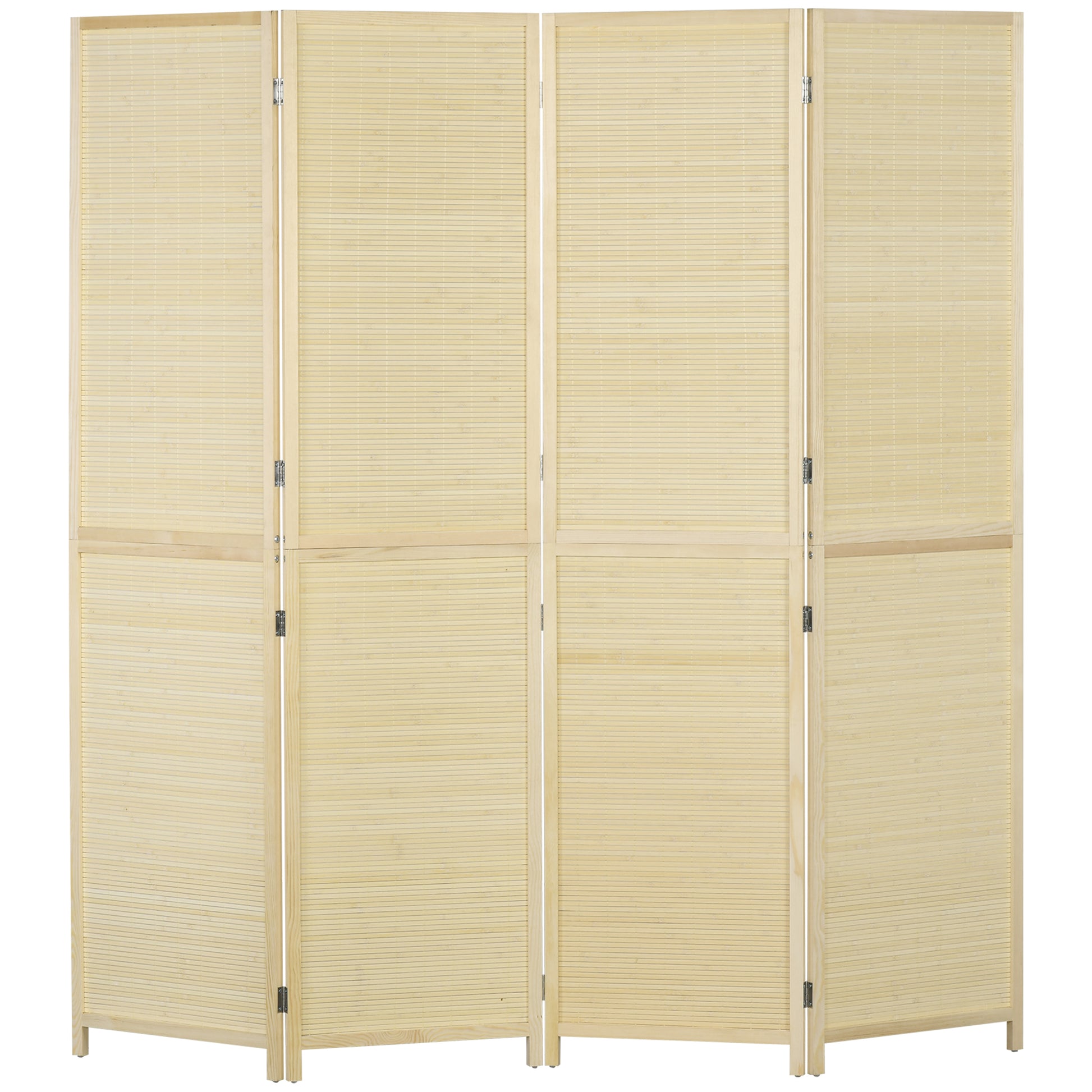 Photo of HOMCOM Room Divider, Freestanding Privacy Screen, 4 Panel Folding, 180 x 180cm, Natural in Natural colour on a white background