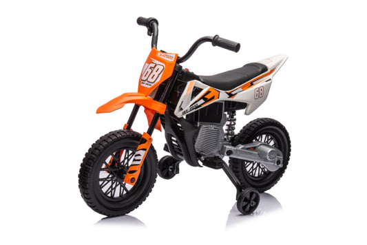 Photo of AIYAPLAY 12V Kids Electric Motorbike, Kids Electric Ride on motorcycle w/ Twist Grip Throttle, Training Wheels, Orange in Orange colour on a white background