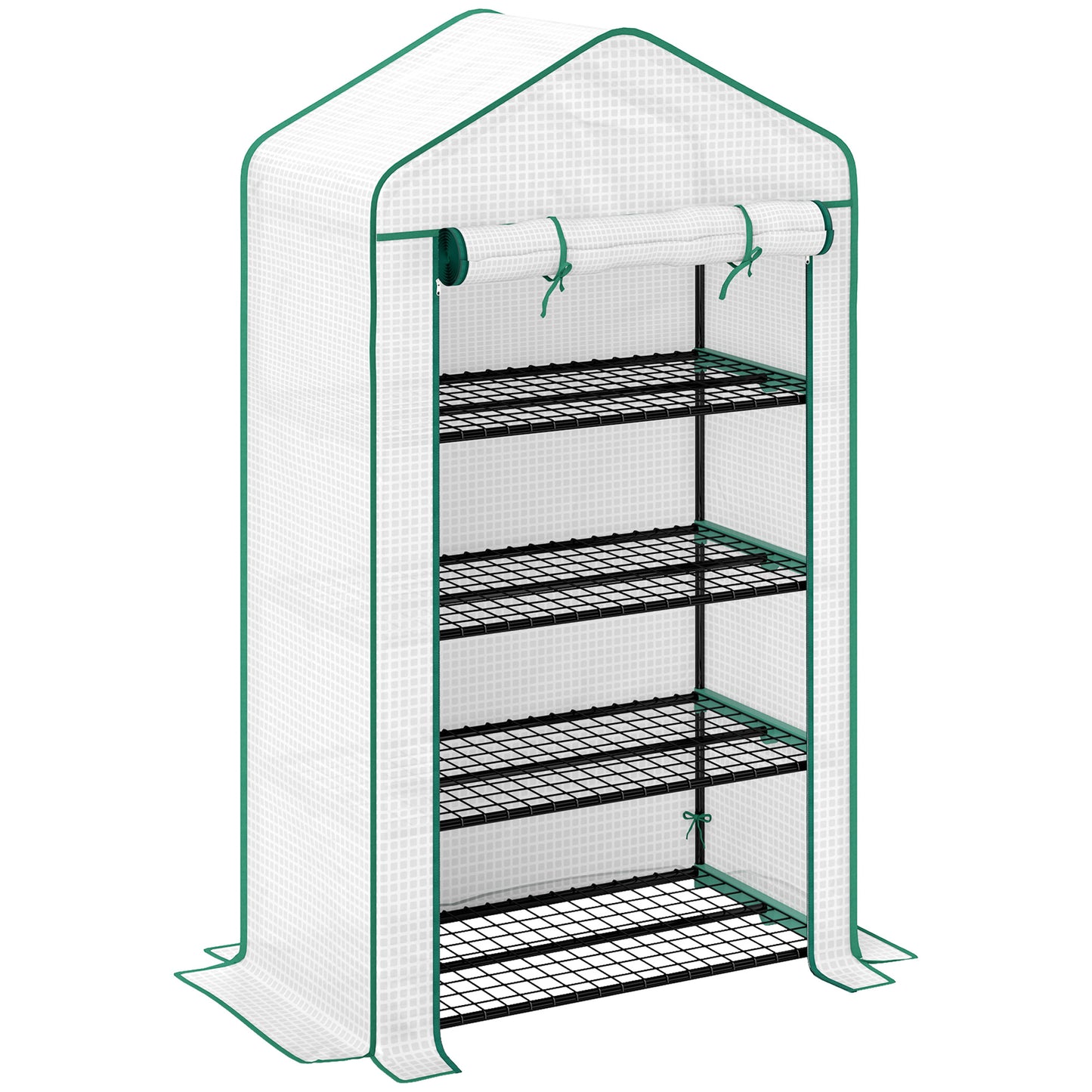 Photo of Outsunny Four-Tier Mini Greenhouse, with Reinforced Plastic Cover in Cover colour on a white background
