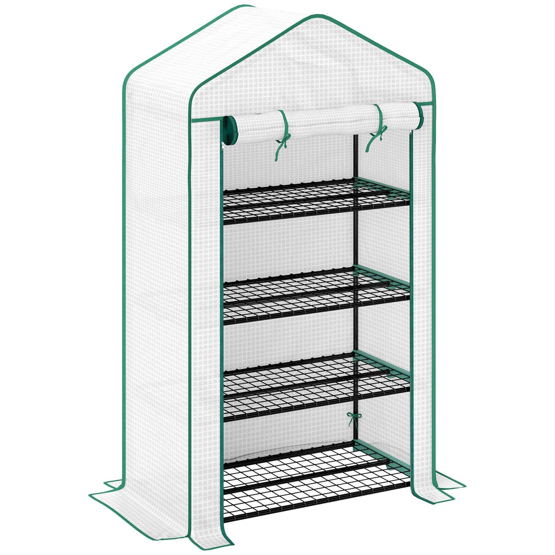 Photo of Outsunny Four-Tier Mini Greenhouse, with Reinforced Plastic Cover in Cover colour on a white background