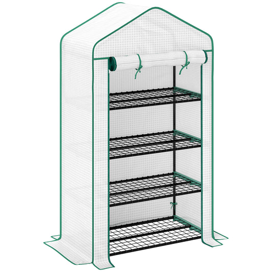Photo of Outsunny Four-Tier Mini Greenhouse, with Reinforced Plastic Cover in Cover colour on a white background