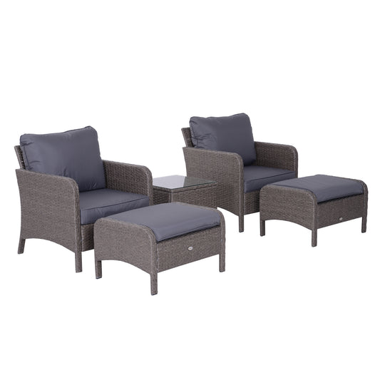 Photo of Outsunny 2-Seater Rattan Furniture Set, Steel Frame-Grey in Frame-Grey colour on a white background