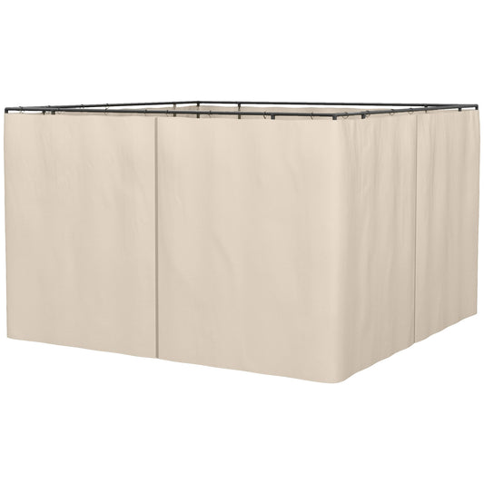 Photo of Outsunny Replacement Gazebo Curtains, 4-Panel Gazebo Side Panels Only, for 3 x 3 (M) Gazebos or Pergolas, Hooks/C-Rings Included, Beige in Beige colour on a white background