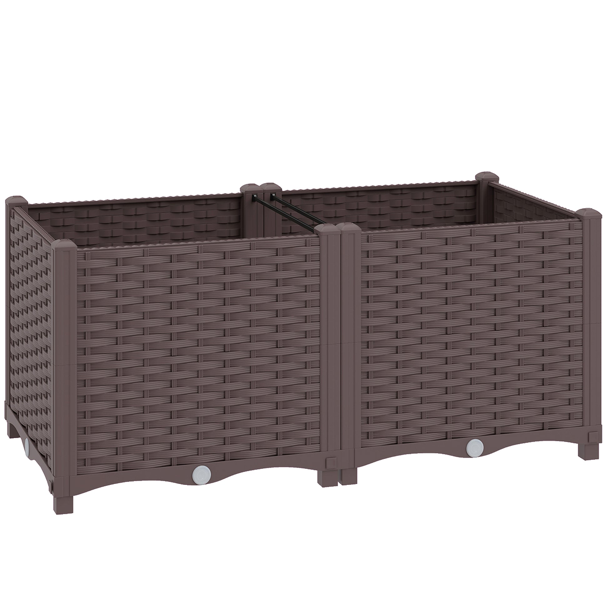 Photo of Outsunny Plastic Raised Garden Bed with Legs, Self Watering Elevated Planter Boxes with Drainage Holes and Plugs in Plugs colour on a white background