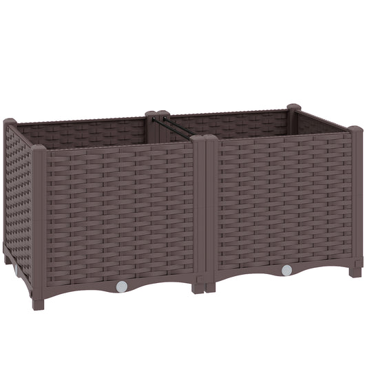 Photo of Outsunny Plastic Raised Garden Bed with Legs, Self Watering Elevated Planter Boxes with Drainage Holes and Plugs in Plugs colour on a white background